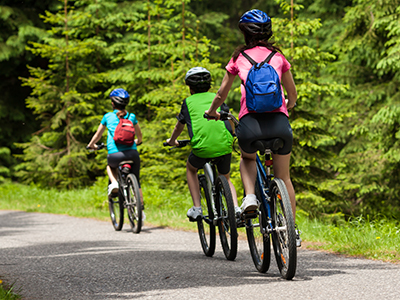 biking on trail