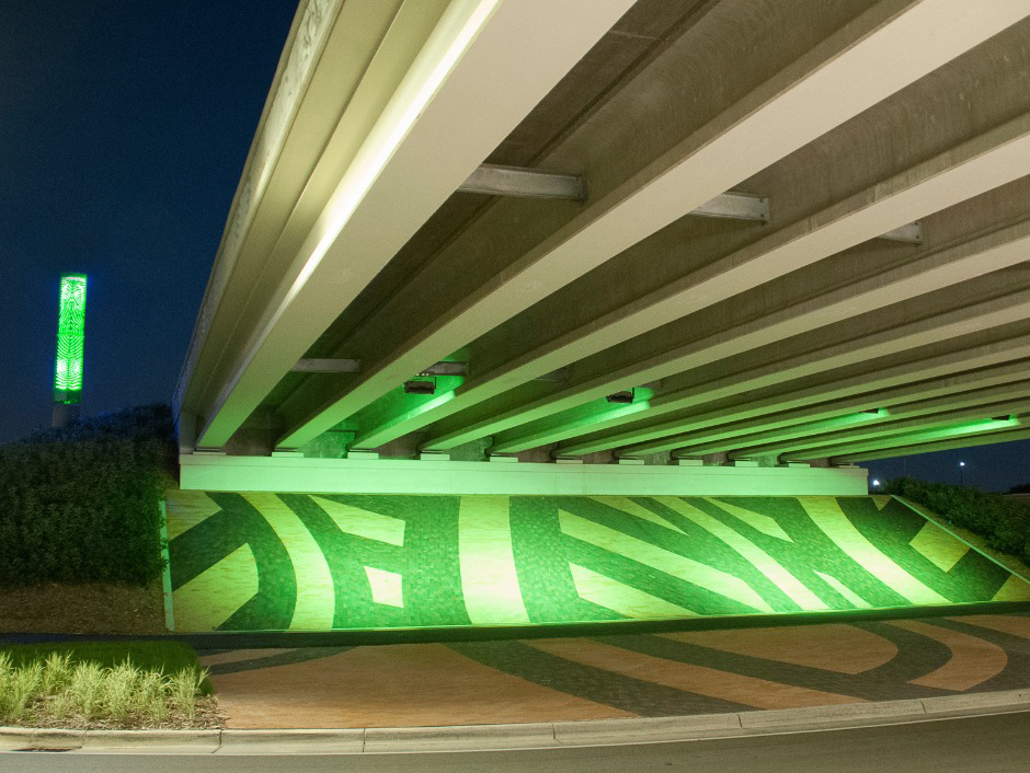 bridge lit up green