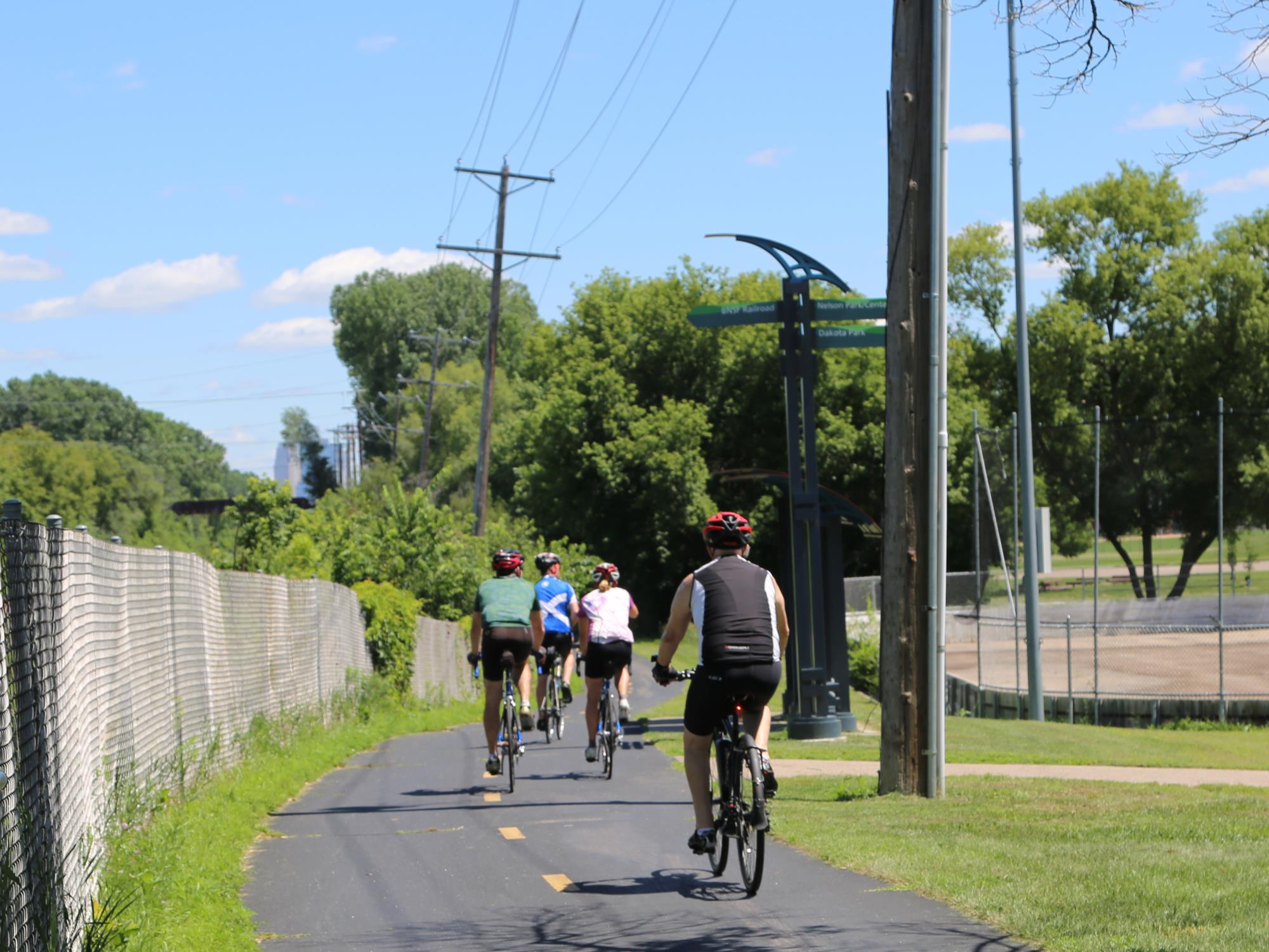 biking on trail